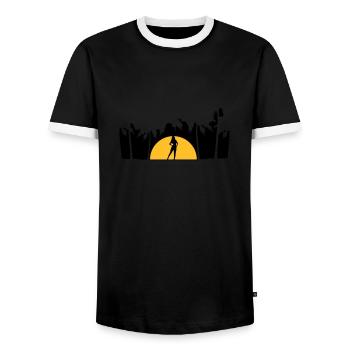 Palmen Hot Girl - Männer Kontrast-T-Shirt - Schwarz/Weiß - Vorne - AI Model Female 172 light (172cm) & AI Model Male 178 light (178cm)
