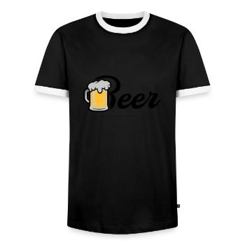 Bière Maßkrug - T-shirt contrasté Homme - noir/blanc - Devant - AI Model Female 172 light (172cm) & AI Model Male 178 light (178cm)