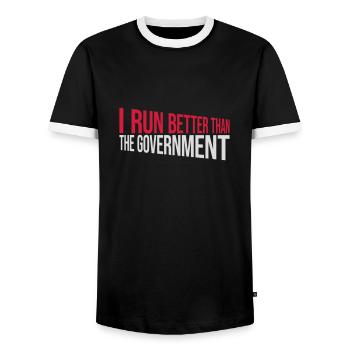 run better than government - Männer Kontrast-T-Shirt - Schwarz/Weiß - Vorne - AI Model Female 172 light (172cm) & AI Model Male 178 light (178cm)