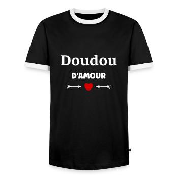 Doudou d'amour - T-shirt contrasté Homme - noir/blanc - Devant - AI Model Female 172 light (172cm) & AI Model Male 178 light (178cm)