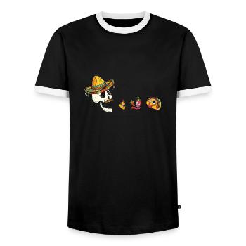 Funny Eating Tacos Cinco De Mayo Boys Kids Woman - Men's Ringer Shirt - black/white - Front - AI Model Female 172 light (172cm) & AI Model Male 178 light (178cm)