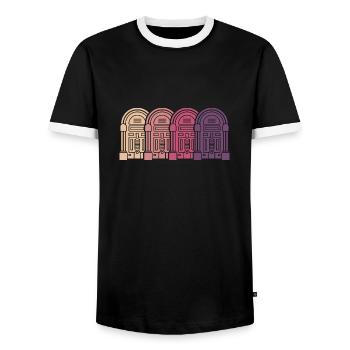 Boîte audio de musique disco rétro Jukebox Collector - T-shirt contrasté Homme - noir/blanc - Devant - AI Model Female 172 light (172cm) & AI Model Male 178 light (178cm)