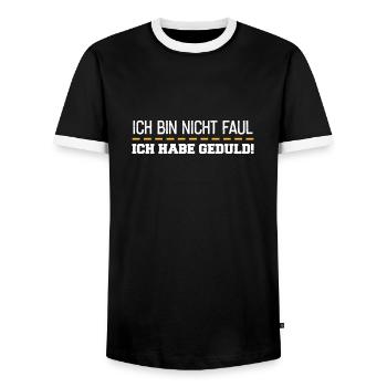 Ich Bin Nicht Faul Ich Habe Geduld - Männer Kontrast-T-Shirt - Schwarz/Weiß - Vorne - AI Model Female 172 light (172cm) & AI Model Male 178 light (178cm)