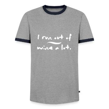 drôle je manque de vin, beaucoup - T-shirt contrasté Homme - gris/marine  - Devant - AI Model Female 172 light (172cm) & AI Model Male 178 light (178cm)