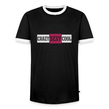 crazy sexy cool design - Men's Ringer Shirt - black/white - Front - AI Model Female 172 light (172cm) & AI Model Male 178 light (178cm)