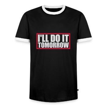 Citation de Do It Tomorrow - T-shirt contrasté Homme - noir/blanc - Devant - AI Model Female 172 light (172cm) & AI Model Male 178 light (178cm)