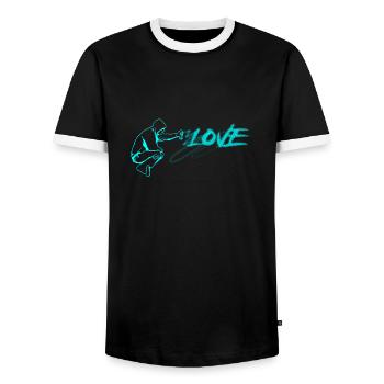 GRAFFITI LOVE - Men's Ringer Shirt - black/white - Front - AI Model Female 172 light (172cm) & AI Model Male 178 light (178cm)