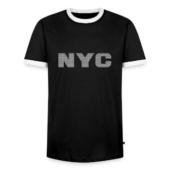 NYC New York s/w kariert - Männer Kontrast-T-Shirt - Schwarz/Weiß - Vorne - AI Model Female 172 light (172cm) & AI Model Male 178 light (178cm)