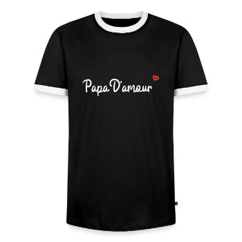 Papa d'amour - T-shirt contrasté Homme - noir/blanc - Devant - AI Model Female 172 light (172cm) & AI Model Male 178 light (178cm)
