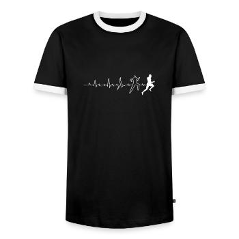« Fréquence du pouls en cours d’exécution » - T-shirt contrasté Homme - noir/blanc - Devant - AI Model Female 172 light (172cm) & AI Model Male 178 light (178cm)