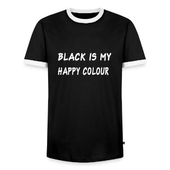 Black Is My Happy Colour - Männer Kontrast-T-Shirt - Schwarz/Weiß - Vorne - AI Model Female 172 light (172cm) & AI Model Male 178 light (178cm)