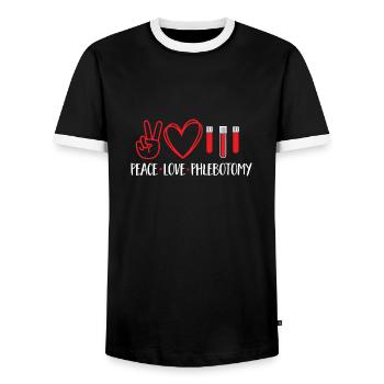 Phlebotomie Blutabnahme Blut Krankenschwester - Männer Kontrast-T-Shirt - Schwarz/Weiß - Vorne - AI Model Female 172 light (172cm) & AI Model Male 178 light (178cm)