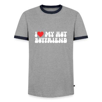 J’adore mon ami chaud - T-shirt contrasté Homme - gris/marine  - Devant - AI Model Female 172 light (172cm) & AI Model Male 178 light (178cm)