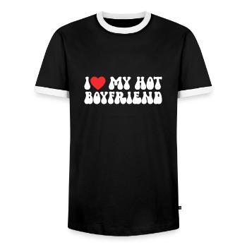 J’adore mon ami chaud - T-shirt contrasté Homme - noir/blanc - Devant - AI Model Female 172 light (172cm) & AI Model Male 178 light (178cm)