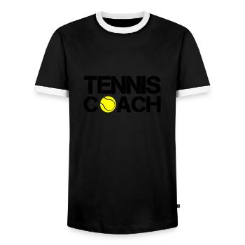 Entraîneur de tennis - T-shirt contrasté Homme - noir/blanc - Devant - AI Model Female 172 light (172cm) & AI Model Male 178 light (178cm)