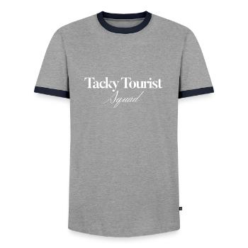 Tourist Squad Picture Photographer Vacation - Männer Kontrast-T-Shirt - Grau/Navy  - Vorne - AI Model Female 172 light (172cm) & AI Model Male 178 light (178cm)