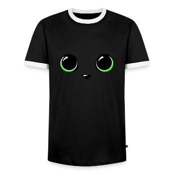 yeux chat - T-shirt contrasté Homme - noir/blanc - Devant - AI Model Female 172 light (172cm) & AI Model Male 178 light (178cm)