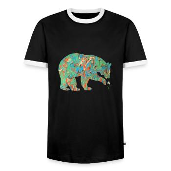 bear with snowdrop e 4 - Men's Ringer Shirt - black/white - Front - AI Model Female 172 light (172cm) & AI Model Male 178 light (178cm)