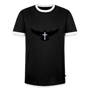 taube_heiliger_geist2 - Männer Kontrast-T-Shirt - Schwarz/Weiß - Vorne - AI Model Female 172 light (172cm) & AI Model Male 178 light (178cm)