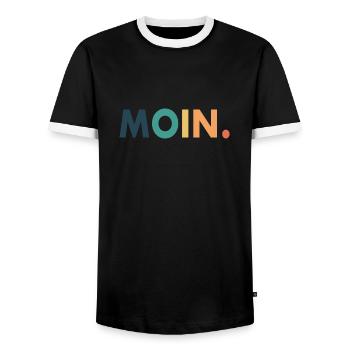 Moin Retro Geschenk Dialekt Deutsch - Männer Kontrast-T-Shirt - Schwarz/Weiß - Vorne - AI Model Female 172 light (172cm) & AI Model Male 178 light (178cm)
