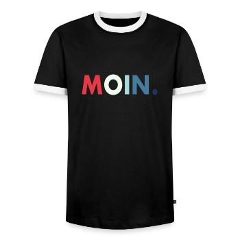 Moin Geschenk Retro - Männer Kontrast-T-Shirt - Schwarz/Weiß - Vorne - AI Model Female 172 light (172cm) & AI Model Male 178 light (178cm)