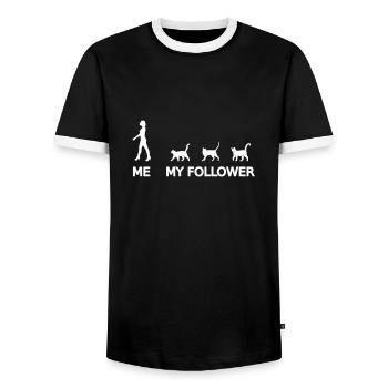 Femme avec des chats Followers drôle de chat disant - T-shirt contrasté Homme - noir/blanc - Devant - AI Model Female 172 light (172cm) & AI Model Male 178 light (178cm)