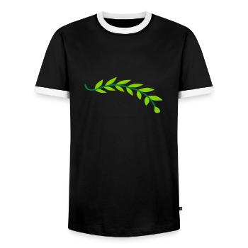 Plant bay leaf branch - Men's Ringer Shirt - black/white - Front - AI Model Female 172 light (172cm) & AI Model Male 178 light (178cm)