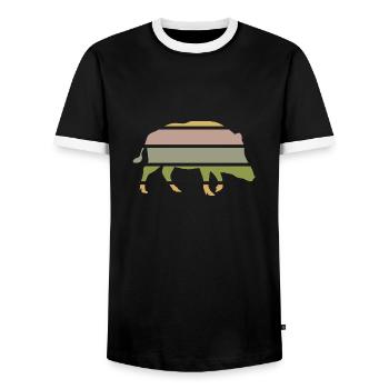 waldbewohner wildschwein aus dem wald eber-sunset - Männer Kontrast-T-Shirt - Schwarz/Weiß - Vorne - AI Model Female 172 light (172cm) & AI Model Male 178 light (178cm)