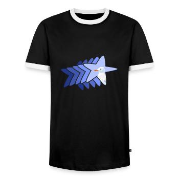meer moin moin meerweh seestern mit möwe - Männer Kontrast-T-Shirt - Schwarz/Weiß - Vorne - AI Model Female 172 light (172cm) & AI Model Male 178 light (178cm)