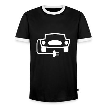 La révolution électrique - T-shirt contrasté Homme - noir/blanc - Devant - AI Model Female 172 light (172cm) & AI Model Male 178 light (178cm)