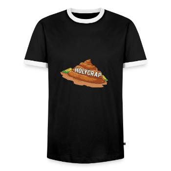 Putain de merde | Caca | Dicton - T-shirt contrasté Homme - noir/blanc - Devant - AI Model Female 172 light (172cm) & AI Model Male 178 light (178cm)
