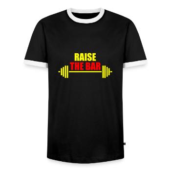 Raise the bar yellow and red - Men's Ringer Shirt - black/white - Front - AI Model Female 172 light (172cm) & AI Model Male 178 light (178cm)
