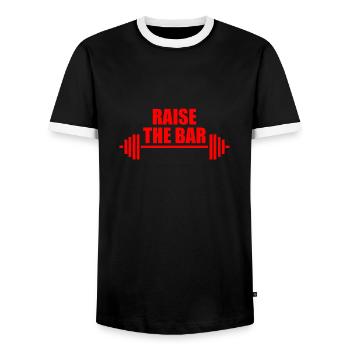 Raise the bar red - Men's Ringer Shirt - black/white - Front - AI Model Female 172 light (172cm) & AI Model Male 178 light (178cm)