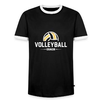 Volleyballtrainer Geschenk | Trainer Volleyball - Männer Kontrast-T-Shirt - Schwarz/Weiß - Vorne - AI Model Female 172 light (172cm) & AI Model Male 178 light (178cm)