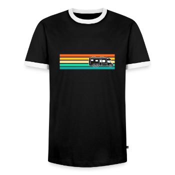 Camping-car camping-car - T-shirt contrasté Homme - noir/blanc - Devant - AI Model Female 172 light (172cm) & AI Model Male 178 light (178cm)