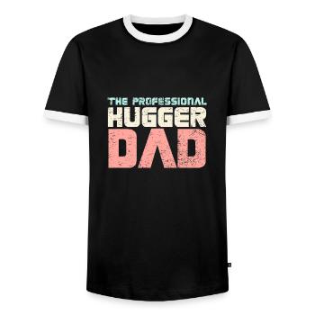 The Professional Hugger Dad - Men's Ringer Shirt - black/white - Front - AI Model Female 172 light (172cm) & AI Model Male 178 light (178cm)