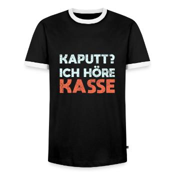 Kaputt? Ich Höre Kasse - Männer Kontrast-T-Shirt - Schwarz/Weiß - Vorne - AI Model Female 172 light (172cm) & AI Model Male 178 light (178cm)
