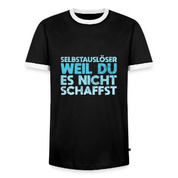 Selbstauslöser, Weil Du Es Nicht Schaffst - Männer Kontrast-T-Shirt - Schwarz/Weiß - Vorne - AI Model Female 172 light (172cm) & AI Model Male 178 light (178cm)
