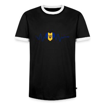 Barbados flag Barbadian bayan - Men's Ringer Shirt - black/white - Front - AI Model Female 172 light (172cm) & AI Model Male 178 light (178cm)