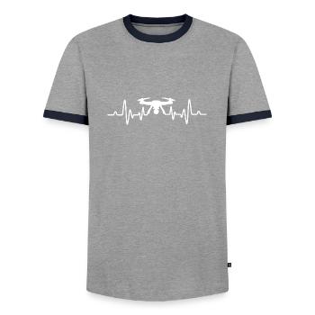 Drohne Drohnenpilot Vintage Quadcopter Sprüche - Männer Kontrast-T-Shirt - Grau/Navy  - Vorne - AI Model Female 172 light (172cm) & AI Model Male 178 light (178cm)