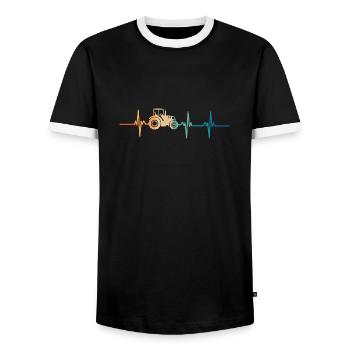 battement de cœur tracteur - T-shirt contrasté Homme - noir/blanc - Devant - AI Model Female 172 light (172cm) & AI Model Male 178 light (178cm)