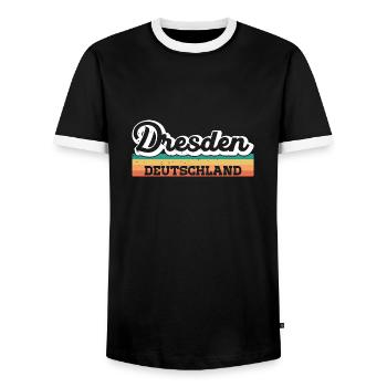 Dresden Deutschland DDR GDR Retro - Männer Kontrast-T-Shirt - Schwarz/Weiß - Vorne - AI Model Female 172 light (172cm) & AI Model Male 178 light (178cm)