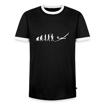 Sailplane Pilot Evolution Flying Glider Aviation - Men's Ringer Shirt - black/white - Front - AI Model Female 172 light (172cm) & AI Model Male 178 light (178cm)