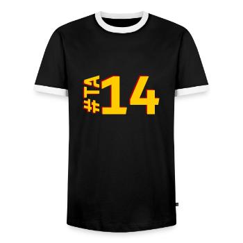 TA14-KARTON - Männer Kontrast-T-Shirt - Schwarz/Weiß - Vorne - AI Model Female 172 light (172cm) & AI Model Male 178 light (178cm)