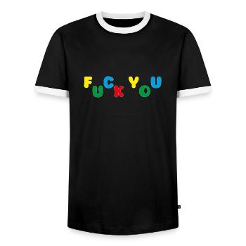 Un F You ludique - T-shirt contrasté Homme - noir/blanc - Devant - AI Model Female 172 light (172cm) & AI Model Male 178 light (178cm)