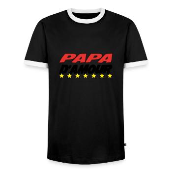 LIEBE PAPA - Männer Kontrast-T-Shirt - Schwarz/Weiß - Vorne - AI Model Female 172 light (172cm) & AI Model Male 178 light (178cm)
