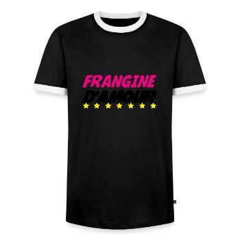 FRANGINE d'amour - T-shirt contrasté Homme - noir/blanc - Devant - AI Model Female 172 light (172cm) & AI Model Male 178 light (178cm)