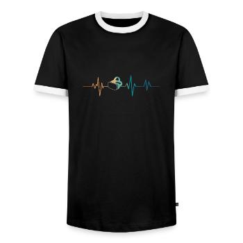 Battement de coeur rétro casque vr - T-shirt contrasté Homme - noir/blanc - Devant - AI Model Female 172 light (172cm) & AI Model Male 178 light (178cm)