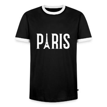 Paris - Men's Ringer Shirt - black/white - Front - AI Model Female 172 light (172cm) & AI Model Male 178 light (178cm)
