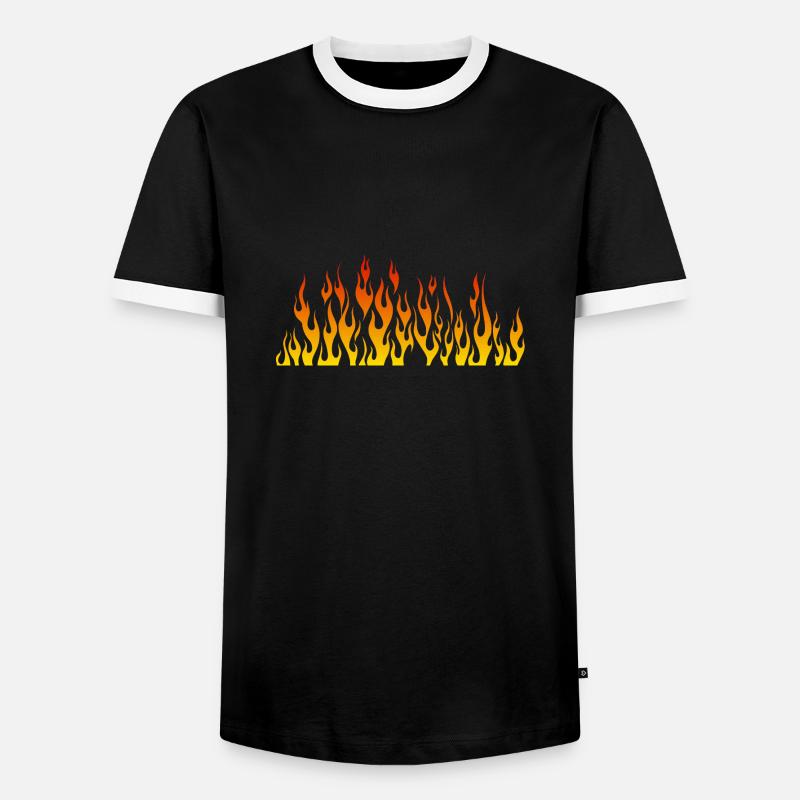 flame flame fire - Men's Ringer Shirt - black/white